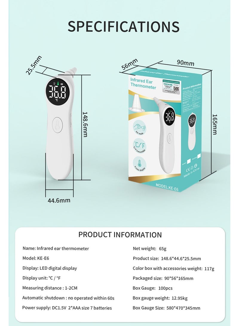 RUKYU Infrared Ear & Forehead Thermometer Rechargeable Digital, Fast Temperature Reading Non-Contact Thermometer with LCD Display for Babies, Kids and Adults - Image 2