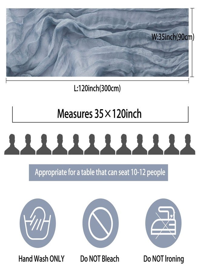 Fivenl 12 Pack 10Ft Cheesecloth Table Runner 35x120 Inch Boho Gauze Table Runner Rustic Cheese Cloth Long Table Runner Romantic Table Runner for Wedding Bridal Shower Birthday Party Table Decor (Dusty Blue) - Image 2