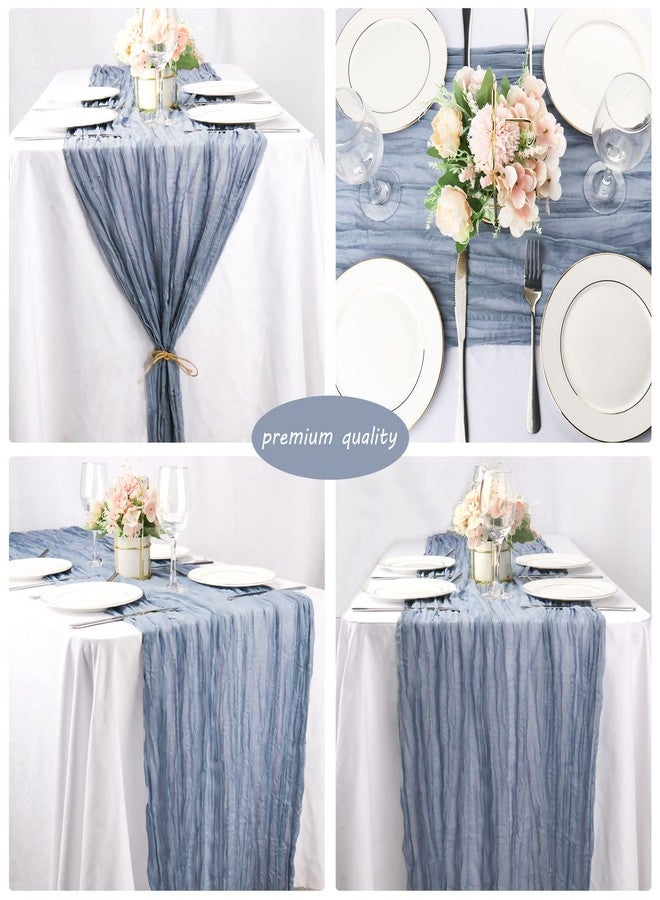 Fivenl 12 Pack 10Ft Cheesecloth Table Runner 35x120 Inch Boho Gauze Table Runner Rustic Cheese Cloth Long Table Runner Romantic Table Runner for Wedding Bridal Shower Birthday Party Table Decor (Dusty Blue) - Image 5