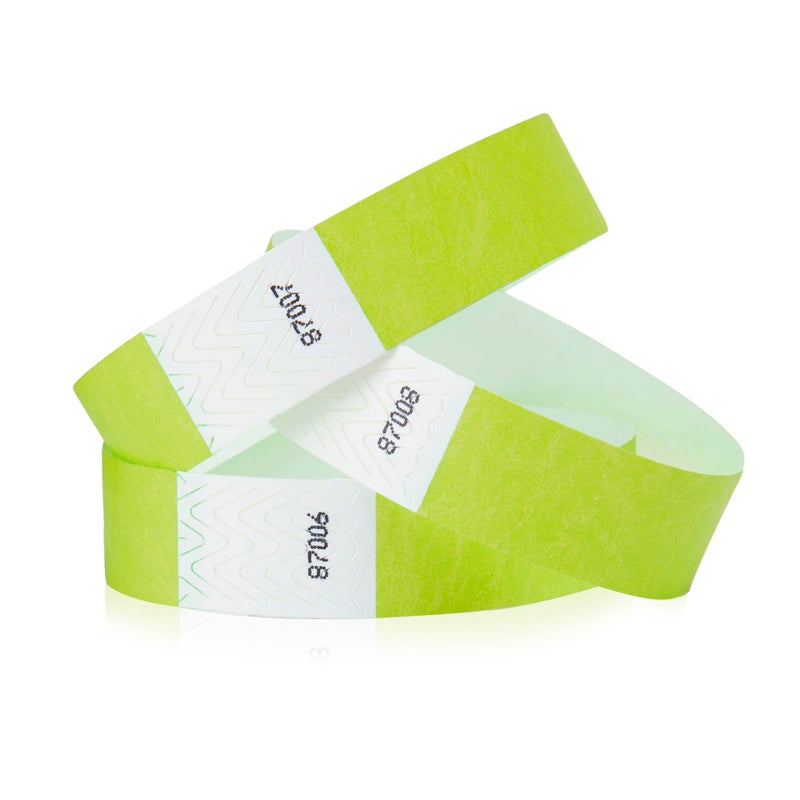 Wristco 200 WristCo Lime Green Tyvek Wristbands for Events Tamper-Proof Design & Fluorescent Color Prevent Reuse Premium-Grade Bracelets for Hospital & Medical ID, Party & VIP Identification - Image 1
