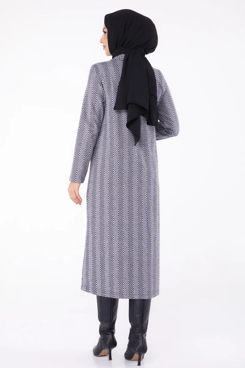Tofisa Plain Shirt Collar Women's Grey Buttoned Coat - 13307