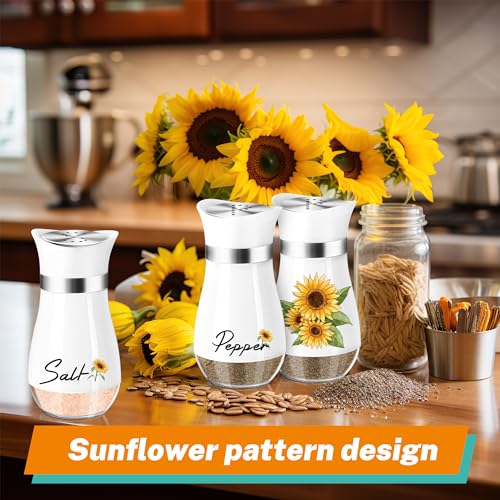 Arrozon Sunflower Salt and Pepper Shakers Set - 4oz Farmhouse Cute Kitchen Decor and Accessories Sunflower Gifts for Salt Shakers Glass Cooking Table,Housewarming,Thanksgiving,Christmas - Image 2