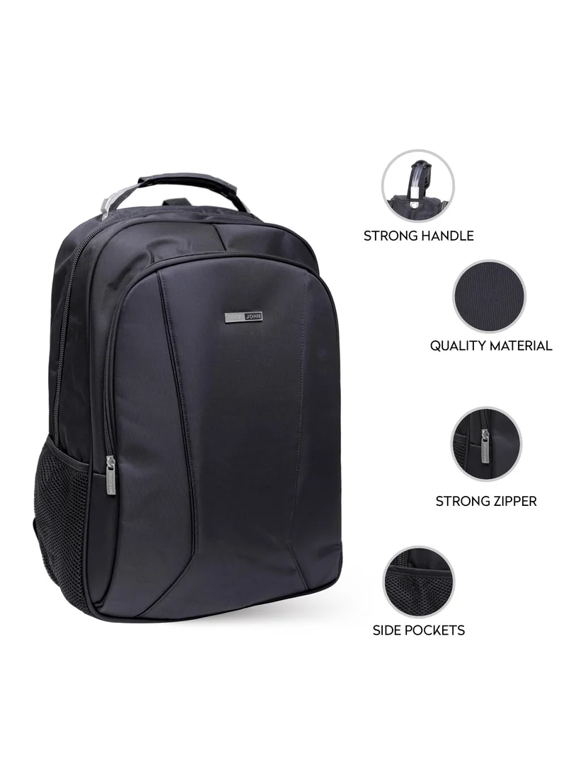 بارا جون PARAJOHN Premium Executive Travel Backpack – Tough Nylon Built   | 19 Inches for Office,School and Daily Commute carrying capacity upto 16 inches Laptops| Water-Resistant | Secure Zipper Lock Option- Black