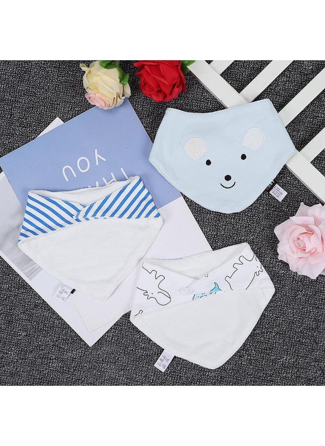 Thoraya 3PCS Baby Waterproof Triangular Bib Infant Toddler Bibs Light Soft Feeding Bib Towel(Blue bear)  - Image 1