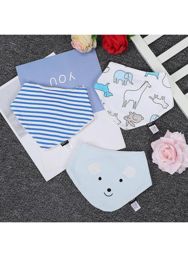 Thoraya 3PCS Baby Waterproof Triangular Bib Infant Toddler Bibs Light Soft Feeding Bib Towel(Blue bear)  - Image 2