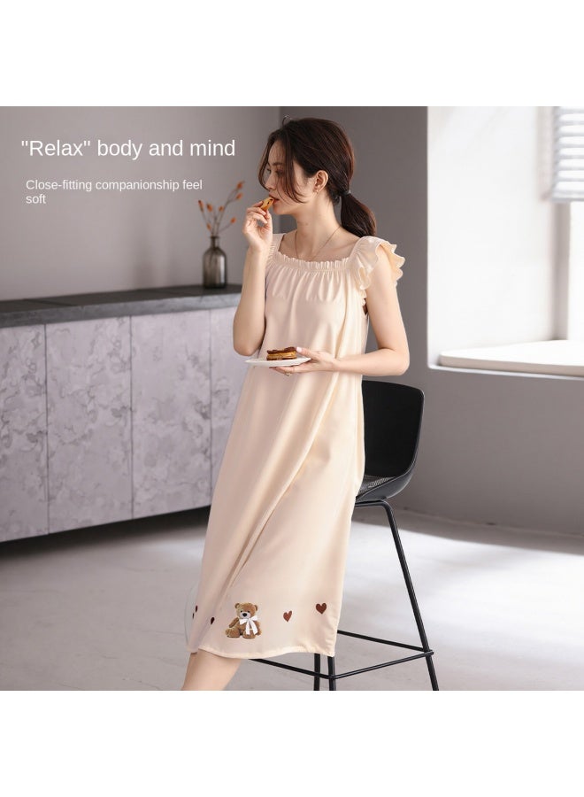 Top melon Silky Couple Ice Silk】new Summer Sweet Sleeveless Nightgown For Women, Thin Men's Cardigan Pajamas - Image 3