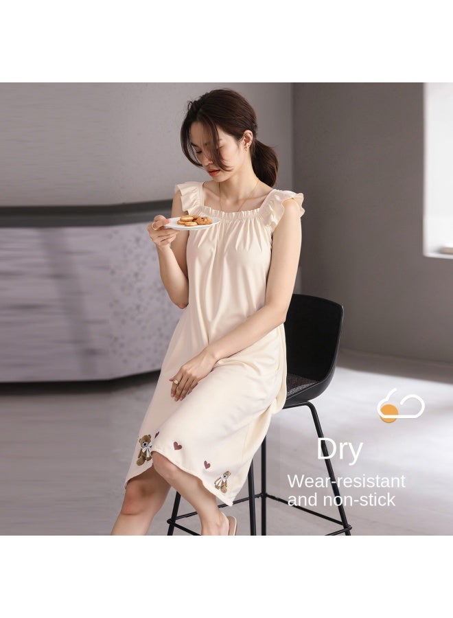 Top melon Silky Couple Ice Silk】new Summer Sweet Sleeveless Nightgown For Women, Thin Men's Cardigan Pajamas - Image 2