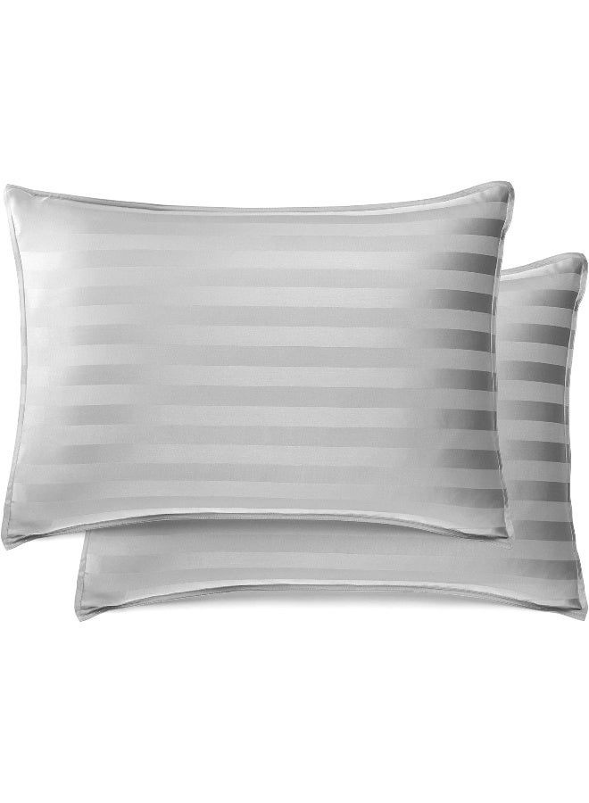 Pure Bamboo Queen Bed Sheet Set, Genuine 100% Organic Viscose Derived from Bamboo, Luxuriously Soft & Cooling, Double Stitching, Lifetime Quality Promise (Queen, Jacquard Silver)  - Image 5
