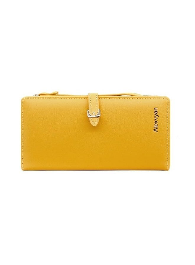 Alexvyan Yellow Bi-Fold Women's Purse Wallet Card Organizer Female Hand Purse Clutch Women/Ladies/Girls Wallets 12 Card Holder 3 Pocket - Zipper Long Coin Pocket - Image 1