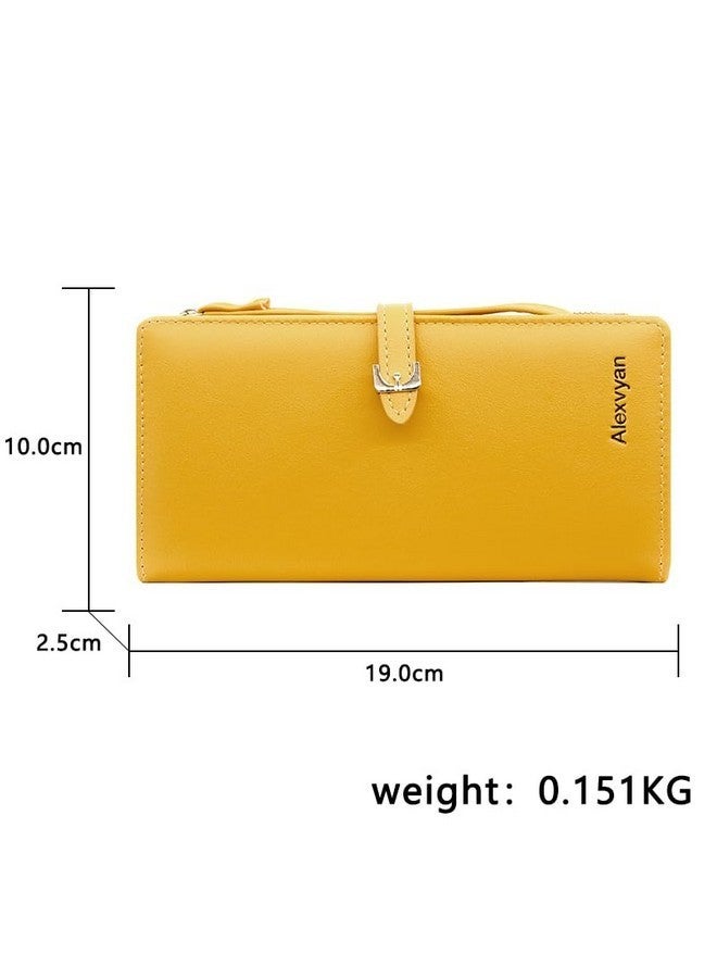 Alexvyan Yellow Bi-Fold Women's Purse Wallet Card Organizer Female Hand Purse Clutch Women/Ladies/Girls Wallets 12 Card Holder 3 Pocket - Zipper Long Coin Pocket - Image 2