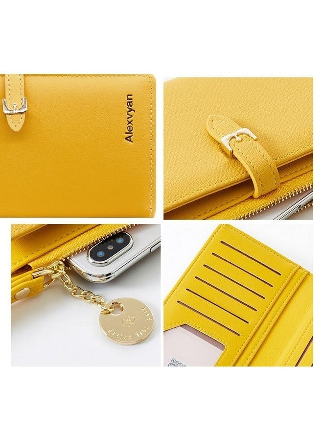 Alexvyan Yellow Bi-Fold Women's Purse Wallet Card Organizer Female Hand Purse Clutch Women/Ladies/Girls Wallets 12 Card Holder 3 Pocket - Zipper Long Coin Pocket - Image 5