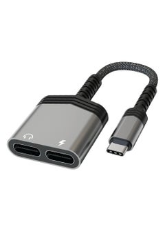 mpBLBERRI 2-in-1 Type-C to Dual Type-C Audio & Charging Adapter MpBlberri BLB-OT555 - Black & Grey  - Image 1