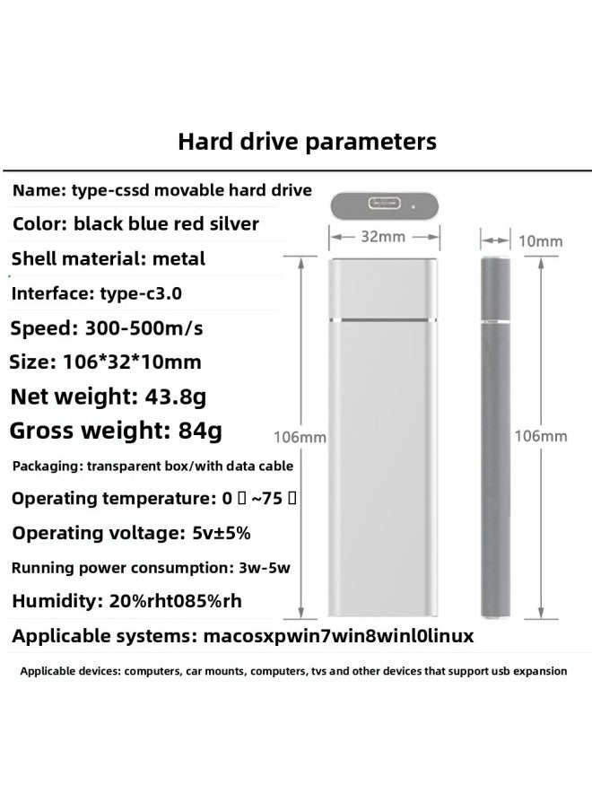 Generic Ssd Mobile Phone Mobile External Hard Disk Solid State Disk M.2 Mobile Hard Disk 1T Mobile Hard Disk Ssd Solid State Disk-Capacity:512GB (high Speed Version)-Interface:USB 3.0  - Image 2