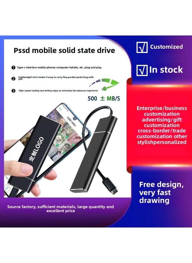 Generic Ssd Mobile Phone Mobile External Hard Disk Solid State Disk M.2 Mobile Hard Disk 1T Mobile Hard Disk Ssd Solid State Disk-Capacity:512GB (high Speed Version)-Interface:USB 3.0  - Image 1