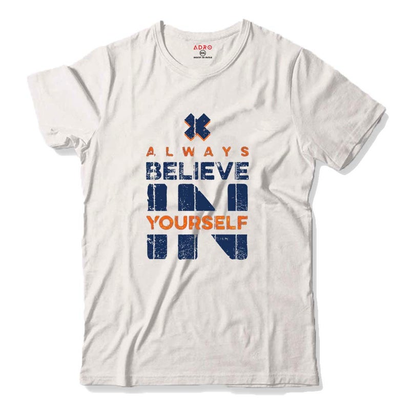 ADRO Believe in Yourself Printed T-Shirts for Men & Women (RNR-S35-BEL-WH_White_M) - Image 2
