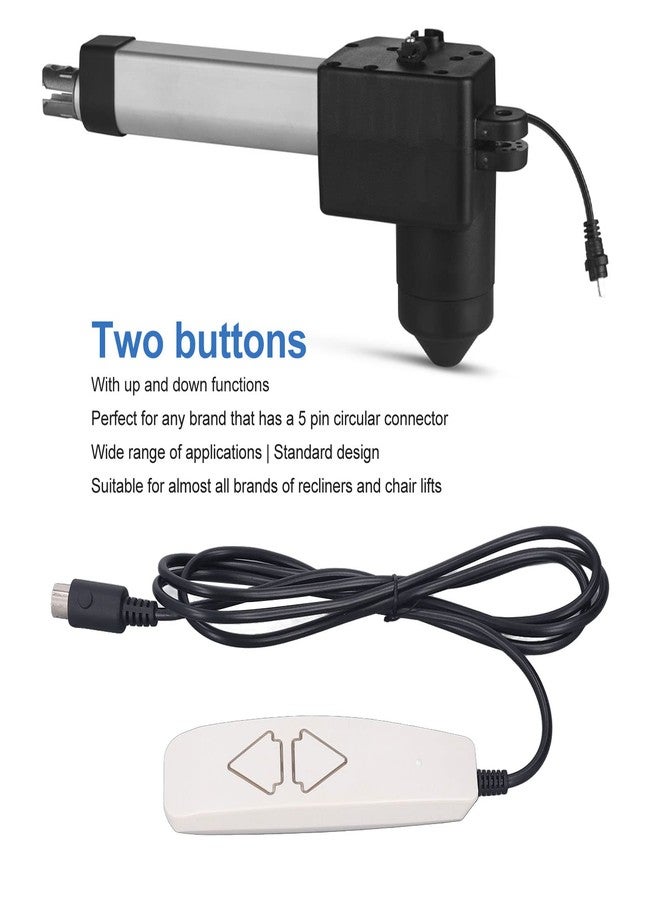 Glomora 2 Button 5 Pin Hand Remote Control, Lift Chair Remote Control for Power Lift Chair & Power Recliner, Replacement Remote Handset - Image 2