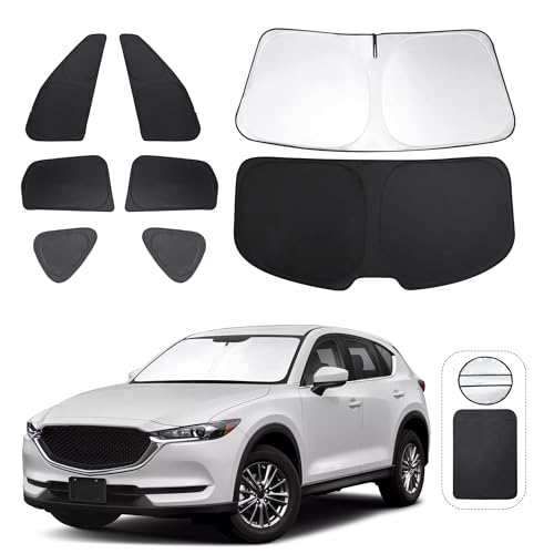 TINGLU Window Shades for Mazda CX-5 2017-2024 2025 Accessories Car Side Full Windows Rear Triangular Windshield Sun Shade Sun UV Rays & Privacy Protection for Camping,Napping,and Relaxing 8PCS - Image 1