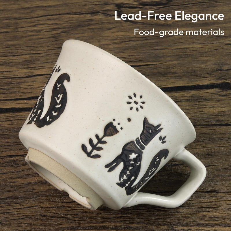 LINVIA Ceramic Coffee Mug, 12 oz Small Novelty Unique Teacup with Handle, Stoneware Cup for Tea Mocha Latte Cappuccino (Fox) - Image 4