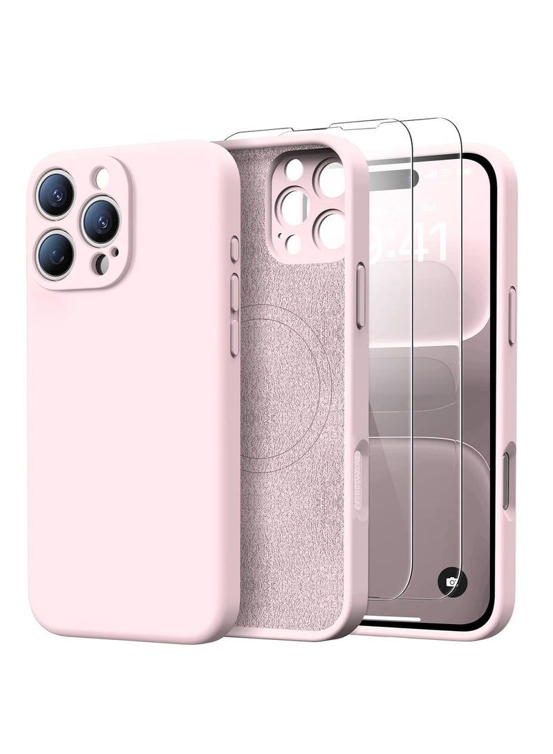 ELTRAZONE iPhone 16 Pro Max Case with 2 Screen Protectors – Liquid Silicone Protective Phone Case (6.9") – Compatible with MagSafe – Upgraded Camera Protection – Elegant Pink