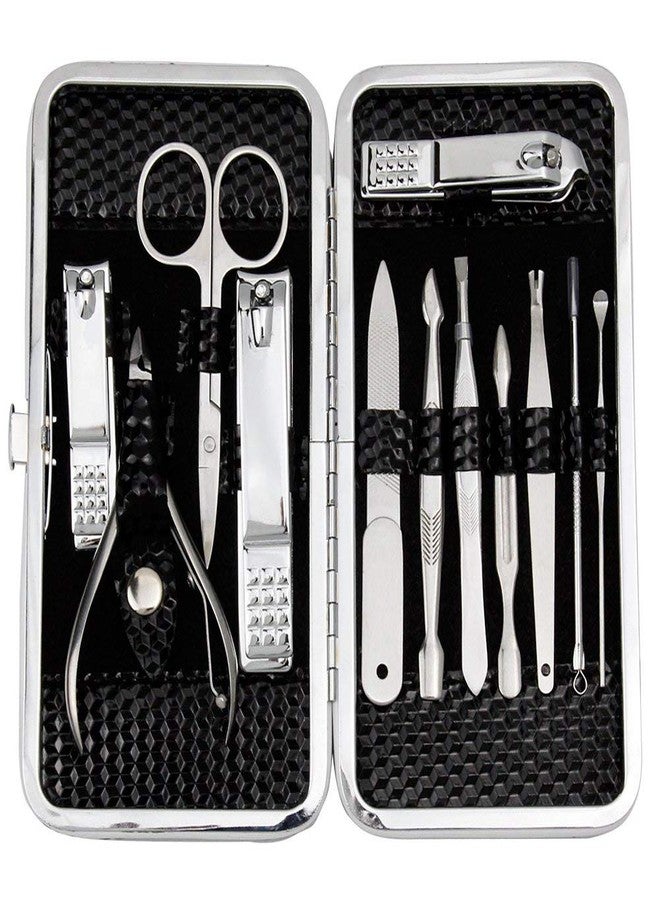 ZIZZON Manicure, Pedicure Kit, Nail Clippers Set of 12Pcs, Professional Grooming Kit, Nail Tools with Luxurious Travel Case Black - Image 1