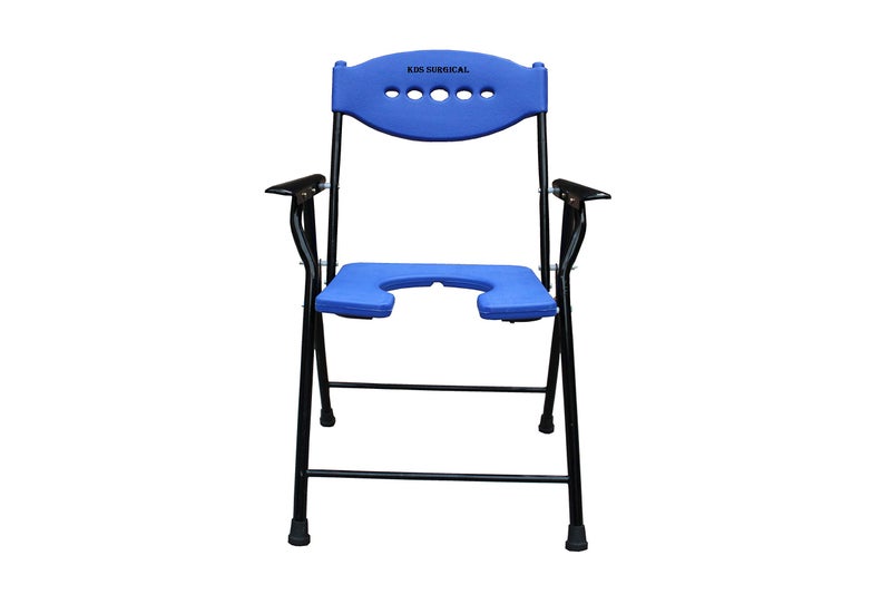Kds Surgical Deluxe Elderly Disabled Man And Pregnant Woman Shower And Bathing Room Mobile Commode Chair With Toilet Seat Comfortable Safe Toilet Stool Anti-Skid With A Bucket,Blue - Image 2