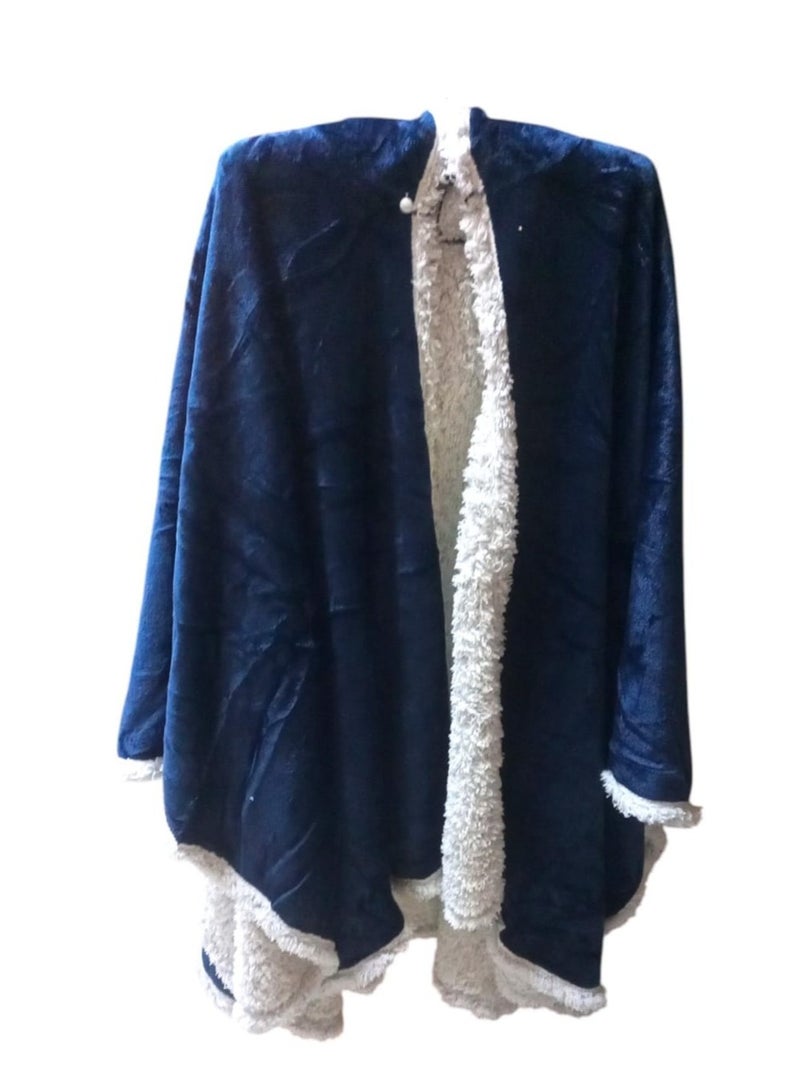 Soft and Warm Blanket Shawl - Blue - Image 1