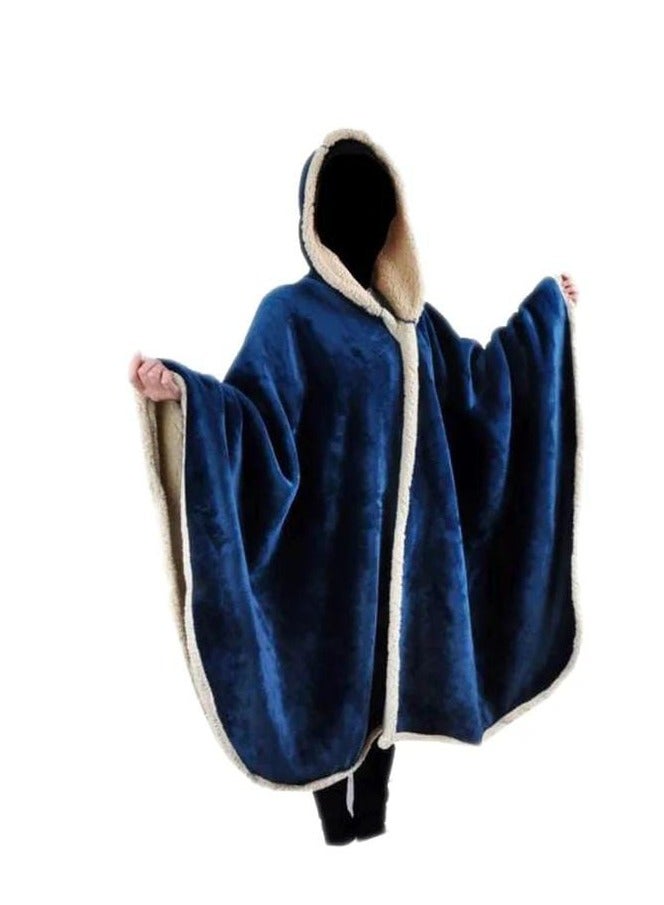 Soft and Warm Blanket Shawl - Blue - Image 2