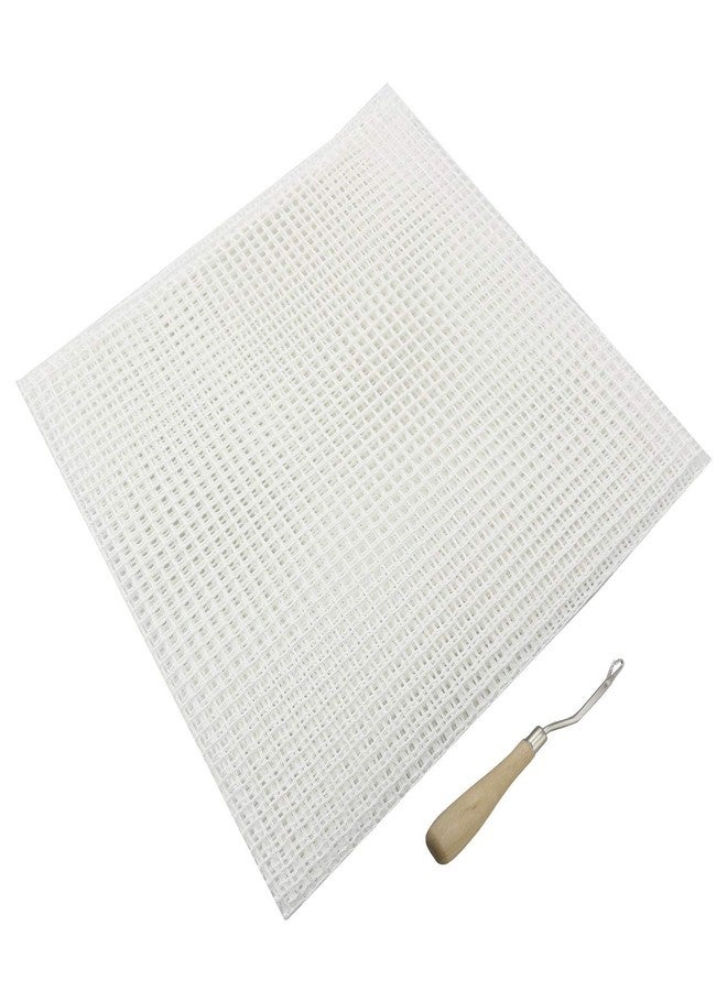 NX Garden 50x100cm Blank Rug Hooking Mesh and Bent Latch Crochet Hook with Wood Handle DIY Kit Tool for Tapestry Carpet Rug Making Embroidery Crafts Decor - Image 1