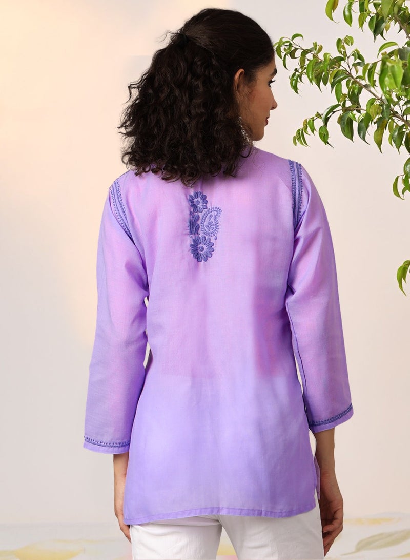 Alaya Hand Embroidered Chikankari Cotton Kurti-AL3405  - Image 2