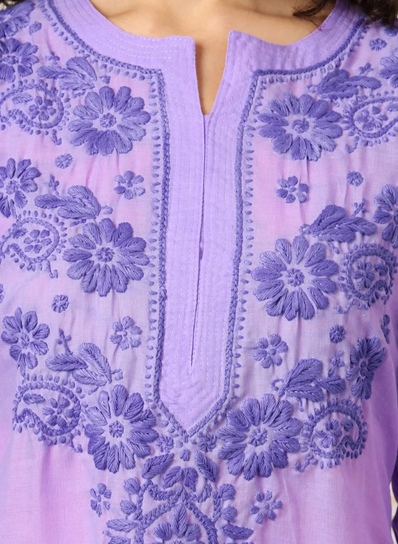 Alaya Hand Embroidered Chikankari Cotton Kurti-AL3405