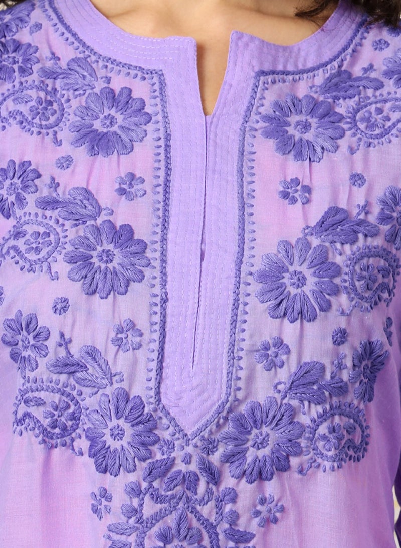 Alaya Hand Embroidered Chikankari Cotton Kurti-AL3405  - Image 5