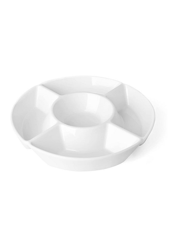 Sweese Sweese Chip & Dip Serving Set, Porcelain Divided Serving Platter, Relish Tray, Perfect for Chips and Dip, Veggies, Candy and Snacks, White  - Image 1