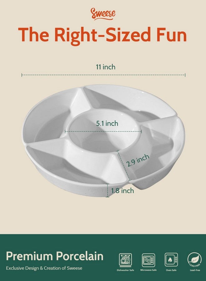 Sweese Sweese Chip & Dip Serving Set, Porcelain Divided Serving Platter, Relish Tray, Perfect for Chips and Dip, Veggies, Candy and Snacks, White  - Image 2