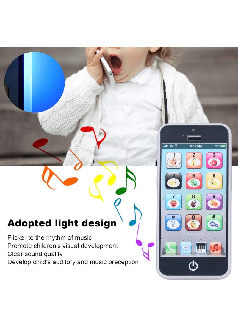 Bebiland Baby Phone Toy, Learning Phone Toy, Baby English Learning Machine Music Light Touch Screen Mobile Phone Toy Early Child Development, Black  - Image 3