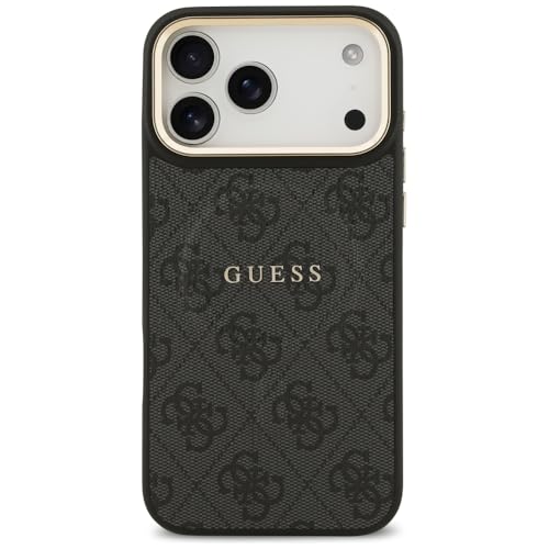 CG MOBILE Guess [Official Licensed] Protective Case Designed for iPhone 17 Pro Max |Mag-Safe Compatible|4G Pu Leather Case with Classic Logo & Gold Metal Camera Frame -Black - Image 4