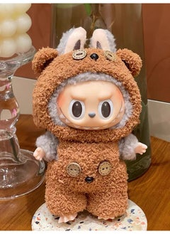 1 x 5 pcs Labubu 17cm Doll Clothes Blind Box Macaron Tim Bear suit (without baby)