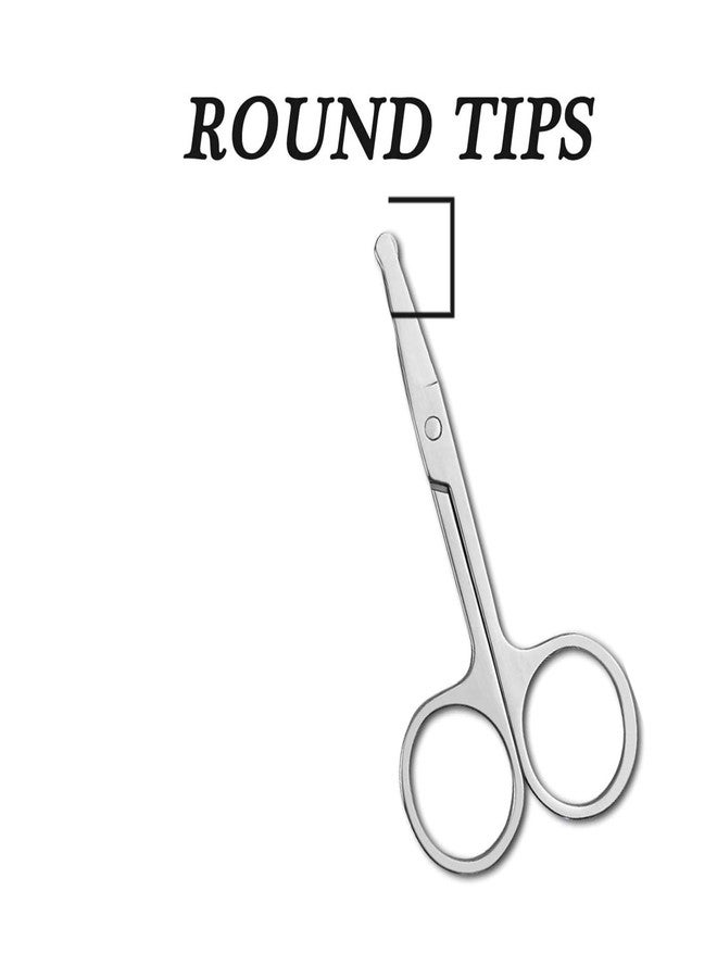 Virth® Personal Grooming Scissor for Nose Hair, Beard, Moustache and Eyebrow | Safety Blunt Round Tip Heavy Duty & Rust-Free SS Metal | Travel Friendly Primium Scissor - Image 2