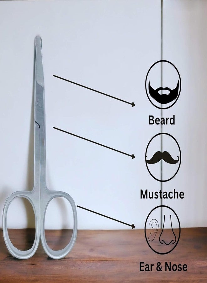 Virth® Personal Grooming Scissor for Nose Hair, Beard, Moustache and Eyebrow | Safety Blunt Round Tip Heavy Duty & Rust-Free SS Metal | Travel Friendly Primium Scissor - Image 3