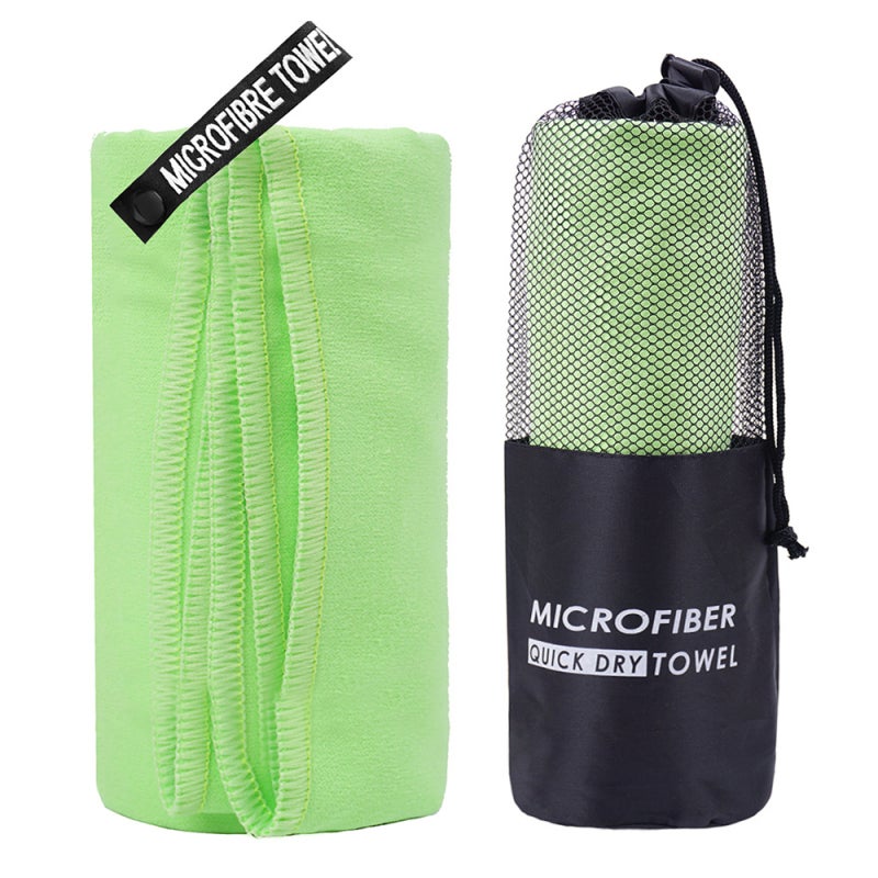 Quick Dry Microfiber Travel Towel: 40x80cm Light Green - Ultra Absorbent Compact Design With Carry Bag & Hang Loop for Camping, Gym, Beach or Outdoor Activities - Image 1