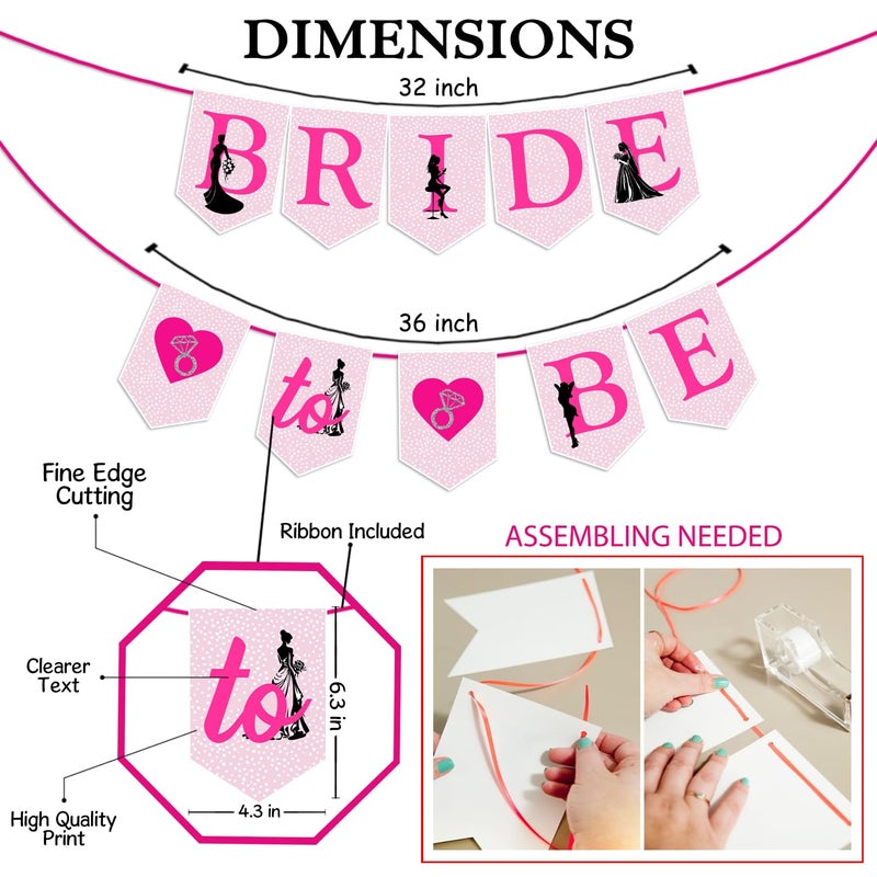 Zyozique ® Bachelorette Party Decorations Kit / Bridal Shower Party Supplies - Bridal Shower Bride To Be Paper Banner, Sash & Bride To Be Photo Booth Props (Pack Of 22) - Image 3