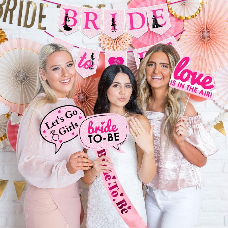 Zyozique ® Bachelorette Party Decorations Kit / Bridal Shower Party Supplies - Bridal Shower Bride To Be Paper Banner, Sash & Bride To Be Photo Booth Props (Pack Of 22) - Image 4