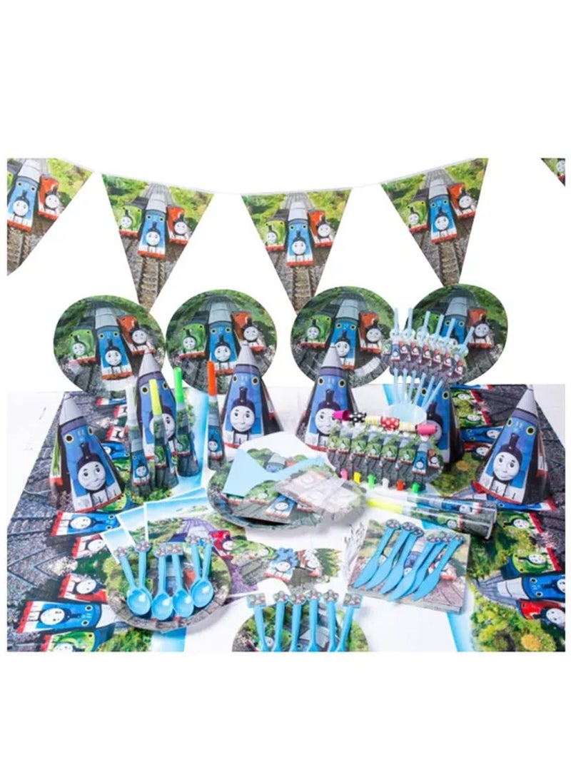 Brain Giggles Brain Giggles Thomas Train Theme Party Disposable Tableware for Birthday Decorations  - Image 1