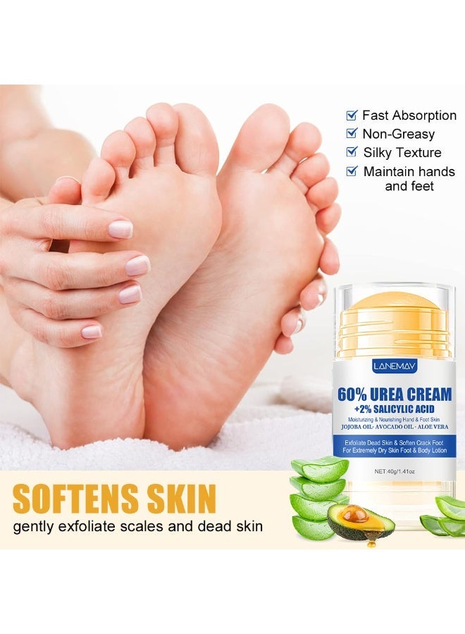 LANEMAY Urea Cream 60% + Salicylic Acid 2%, Foot Cream for Dry Cracked Heels Knees Elbows Hands Repair Treatment, Foot Moisturizer Corn Callus Dead Skin Remover Toenail Softener for Foot  Care - Image 5