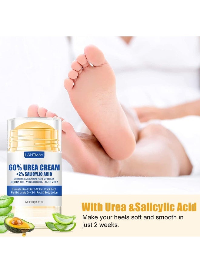 LANEMAY Urea Cream 60% + Salicylic Acid 2%, Foot Cream for Dry Cracked Heels Knees Elbows Hands Repair Treatment, Foot Moisturizer Corn Callus Dead Skin Remover Toenail Softener for Foot  Care - Image 4