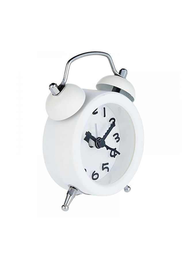 NIBEMINENT Round Belt Battery Mini Alarm Clock White/Black - Image 2