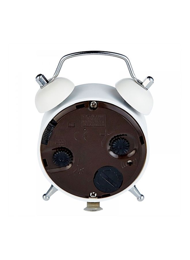 NIBEMINENT Round Belt Battery Mini Alarm Clock White/Black - Image 3