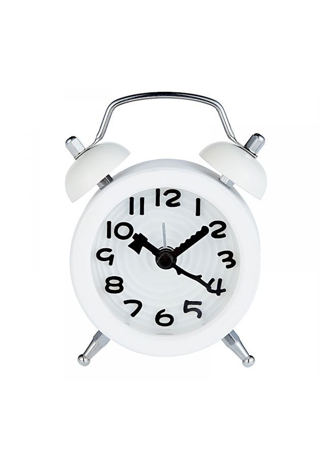 NIBEMINENT Round Belt Battery Mini Alarm Clock White/Black - Image 1