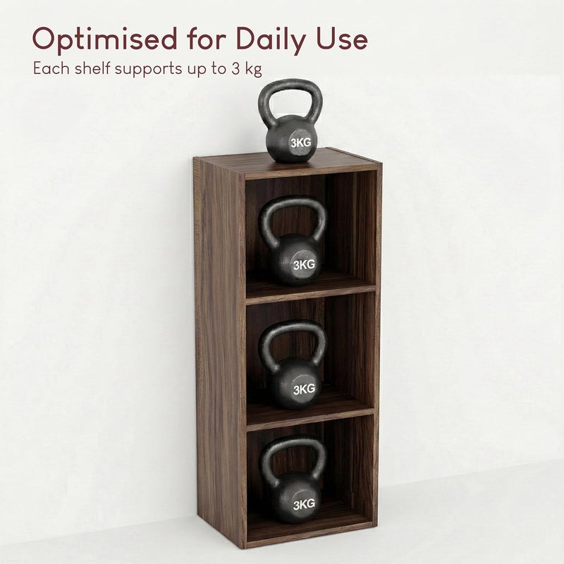 Vida Designs Oxford 3 Tier Cube Bookcase, Walnut - Image 5