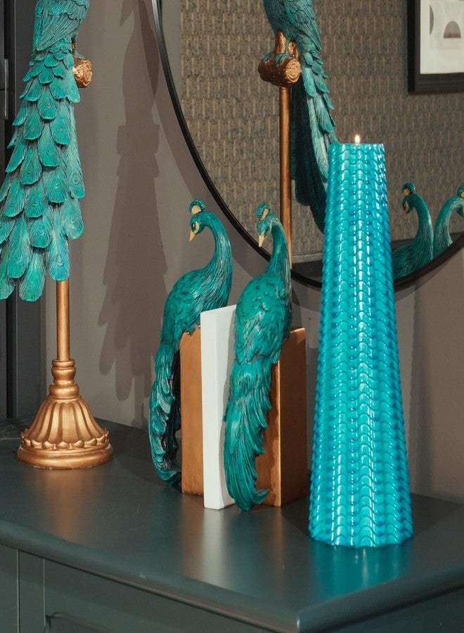 Braxio Heavy Duty Bookends Home Decor - Set of 2 Resin Peacock Non-Skid Decorative Bookends Bird Bookends Modern Peacock Statue Decor for Bookshelves Office Desk Living Room 6 * 2.5 * 12 Inch Braxio - Image 5