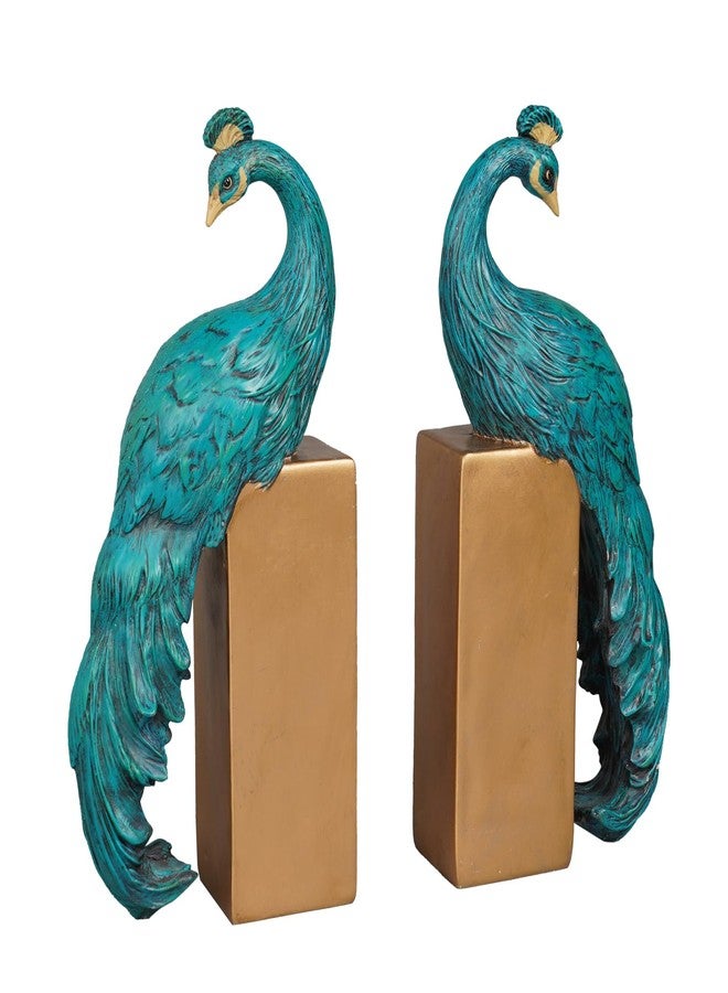Braxio Heavy Duty Bookends Home Decor - Set of 2 Resin Peacock Non-Skid Decorative Bookends Bird Bookends Modern Peacock Statue Decor for Bookshelves Office Desk Living Room 6 * 2.5 * 12 Inch Braxio - Image 1